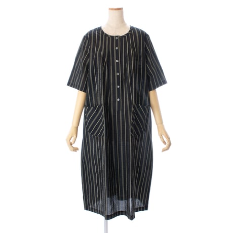 【SALE】6分袖ワンピース【綿100％・ストライプ】56751N-25S