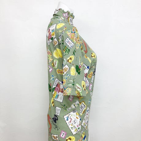 【SALE】 ハイネック5分袖インナー【50強撚フライス・クッキー】7465-24S