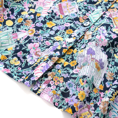 【SALE】7分袖前開きワンピース【80ローン・小花】46135N-24S