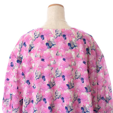 【SALE】6分袖ワンピース【綿100％・水彩柄】43648N-25S