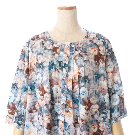 【SALE】7分袖ワンピース【綿100％・セピアローズ】46649N-25S
