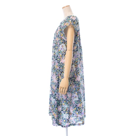 【SALE】シャーリングワンピース【80ローンサッカー・小花】53054N-24S