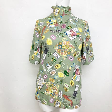 【SALE】 ハイネック5分袖インナー【50強撚フライス・クッキー】7465-24S