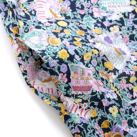【SALE】7分袖前開きワンピース【80ローン・小花】46135N-24S