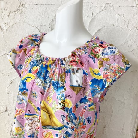 【SALE】シャーリングワンピース【80ローンサッカー・ヨット】53044N-23S