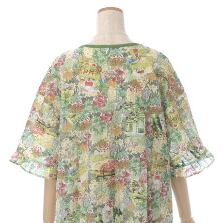 【SALE】【’26春夏新作】5分袖半開ワンピース【80ローンサッカー・ガーデン小花】56021N-26S