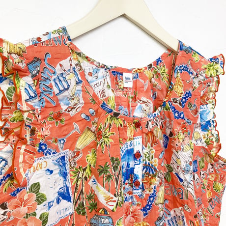 【SALE】ノースリーブワンピース【80ローンサッカー・ハワイアン】66000N-25S