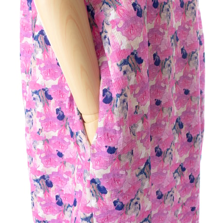 【SALE】6分袖ワンピース【綿100％・水彩柄】43648N-25S