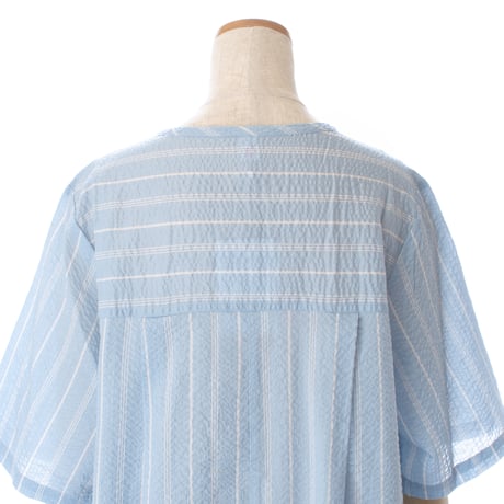 【SALE】6分袖ワンピース【綿100％・ストライプ】56751N-25S