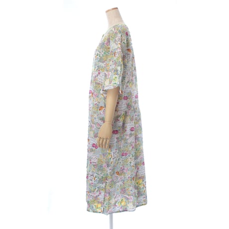 【SALE】【'26春夏新作】6分袖切り替えワンピース【80ローンサッカー・マーレフルーツ】56020N-26S