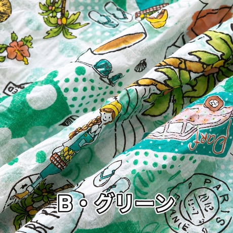 【SALE】【`26春夏新作】7分袖半開パジャマ【80ローンサッカー・水玉パーム】26090P-26S