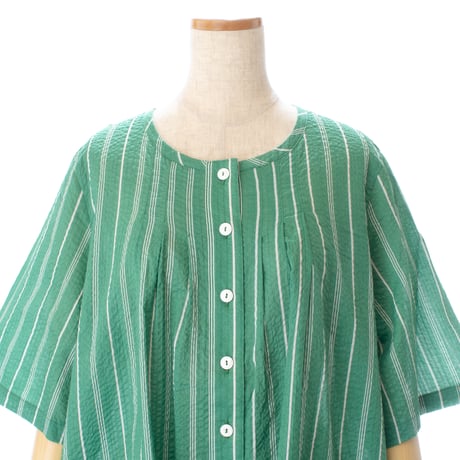 【SALE】6分袖ワンピース【綿100％・ストライプ】56751N-25S