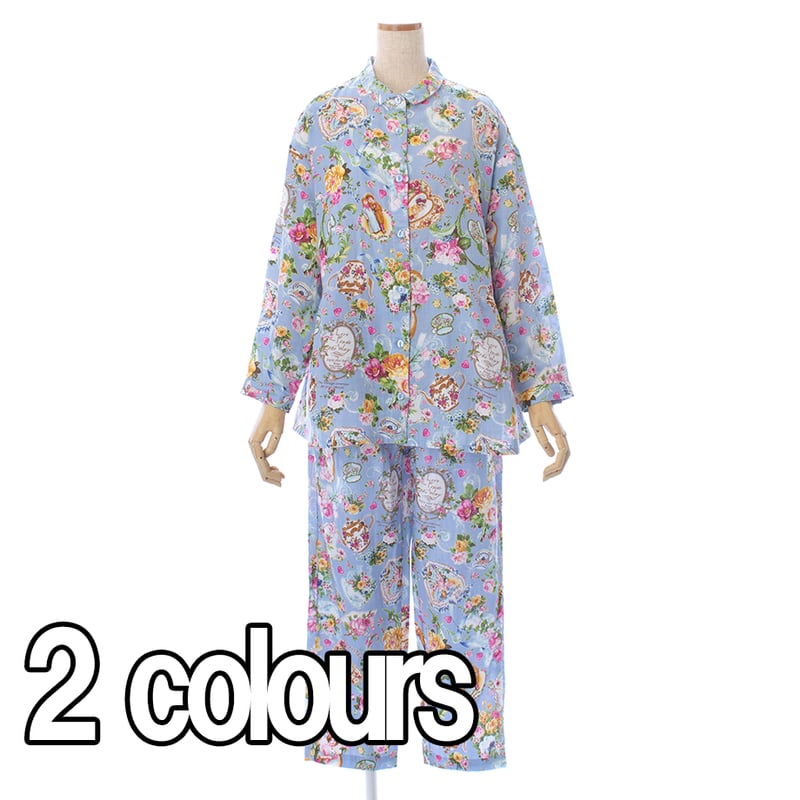 オールシーズン】衿付きパジャマ【ダブルガーゼ・ティータイムレディ