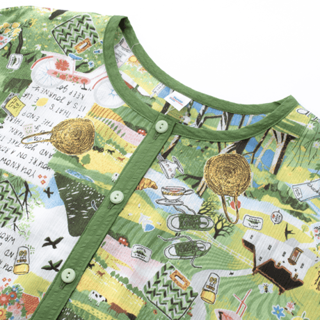 【SALE】【'26春夏新作】6分袖切り替えワンピース【楊柳・アートな森の旅】56138N-26S