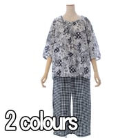 【SALE】【'26春夏新作】ルームパンツセット【80ローンサッカー・水玉パーム】23011P-26S