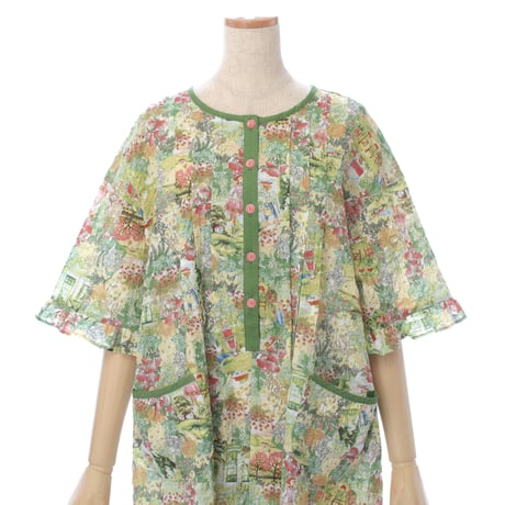 【SALE】【’26春夏新作】5分袖半開ワンピース【80ローンサッカー・ガーデン小花】56021N-26S
