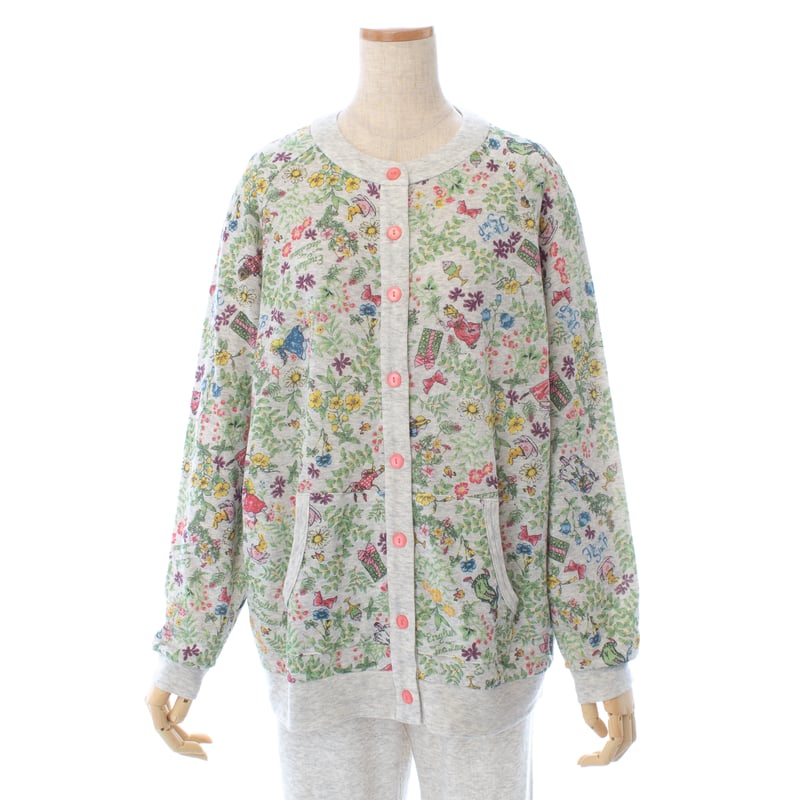 25秋冬新作】クルーネックパジャマ【60接結・リーフ柄】26426P-25A