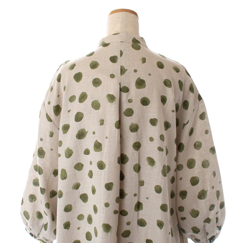 SALE】水彩ドットのワンピース【麻100%】46619N-22S | TUNIC ~Lab SALE】水彩ドットのワンピース【麻100%】46619N-22S | TUNIC ~Lab