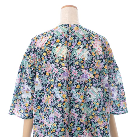 【SALE】5分袖半開ワンピース【80ローンサッカー・小花】56005N-24S