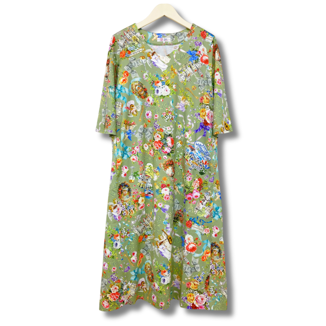 さと様オーダー ベルスリーブワンピース 25春夏新作】ベルスリーブワンピース【80双天竺・マリンラブ