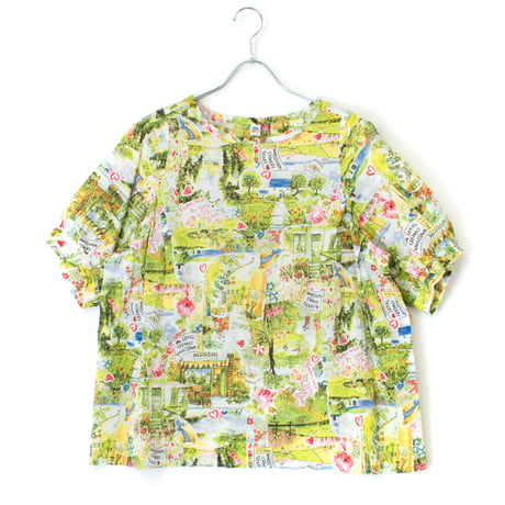 【SALE】5分袖ブラウス【80ローンサッカー・ファームガーデン】6655-25S