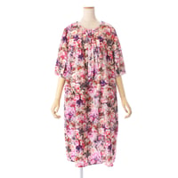 【SALE】7分袖ワンピース【綿100％・ピンクローズ】46650N-25S