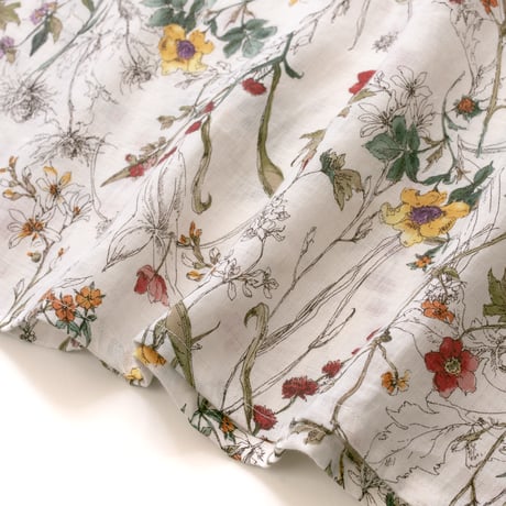 【SALE】【`26春夏新作】フレンチVネックワンピース【麻100％・スケッチ小花】53616N-26S