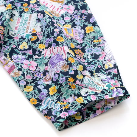 【SALE】7分袖前開きワンピース【80ローン・小花】46135N-24S