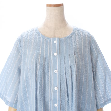 【SALE】6分袖ワンピース【綿100％・ストライプ】56751N-25S