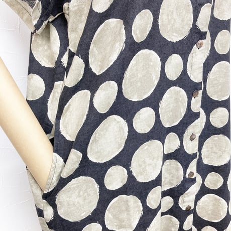 【SALE】コットンリネンのワンピース【ドット柄】58614N-24S