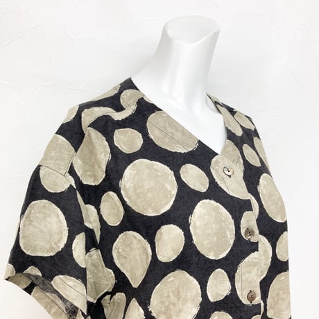 【SALE】コットンリネンのワンピース【ドット柄】58614N-24S