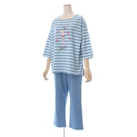 【SALE】【'26春夏新作】6分袖ルームウエア【アメリカンドライ天竺ボーダー・キャラクタープリント】53750Ｐ-26S