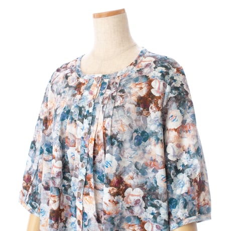 【SALE】7分袖ワンピース【綿100％・セピアローズ】46649N-25S