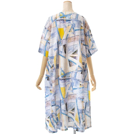 【SALE】綿麻ワンピース【ヴィンテージ風プリント】53687N-21S