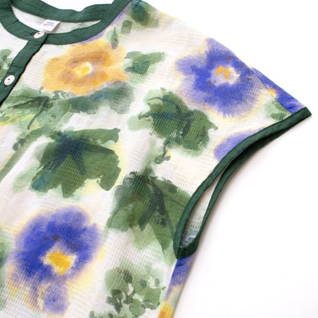 【SALE】【`26春夏新作】フレンチ切り替えワンピース【綿100％・にじみパンジー】56773N-26S