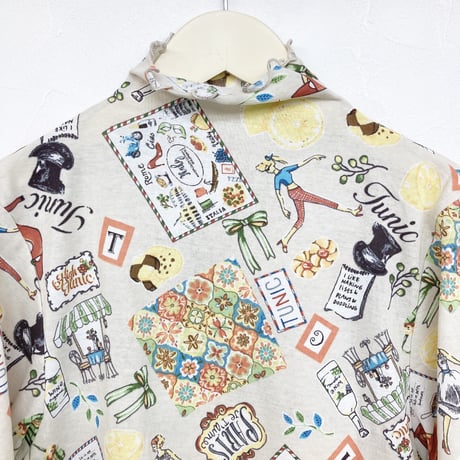 【SALE】 ハイネック5分袖インナー【50強撚フライス・クッキー】7465-24S