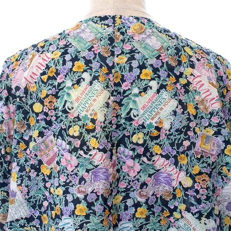 【SALE】5分袖半開ワンピース【80ローンサッカー・小花】56005N-24S