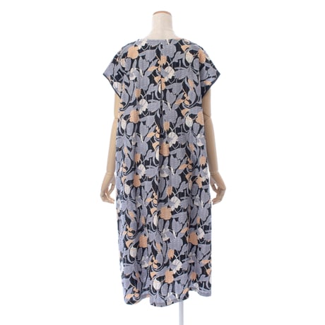 【SALE】【`26春夏新作】フレンチVネックワンピース【綿100％・ボタニカル】53609N-26S