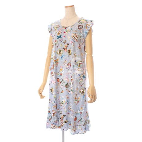【SALE】【`26春夏新作】フリルノースリーブワンピース【50強撚フライス・ハピネスドリーム】63443N-26S