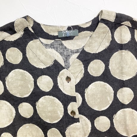 【SALE】コットンリネンのワンピース【ドット柄】58614N-24S