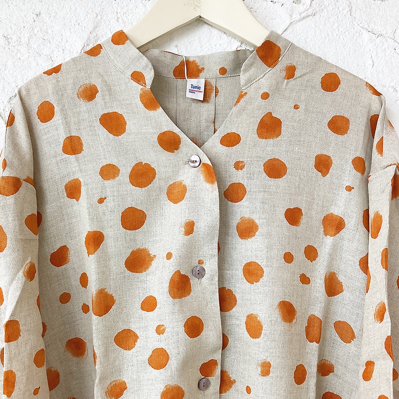 SALE】水彩ドットのワンピース【麻100％】46619N-22S | TUNIC