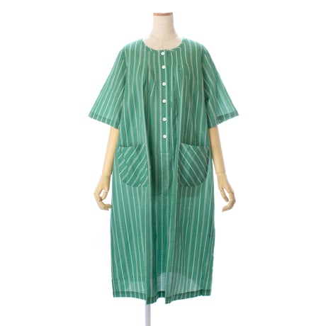 【SALE】6分袖ワンピース【綿100％・ストライプ】56751N-25S