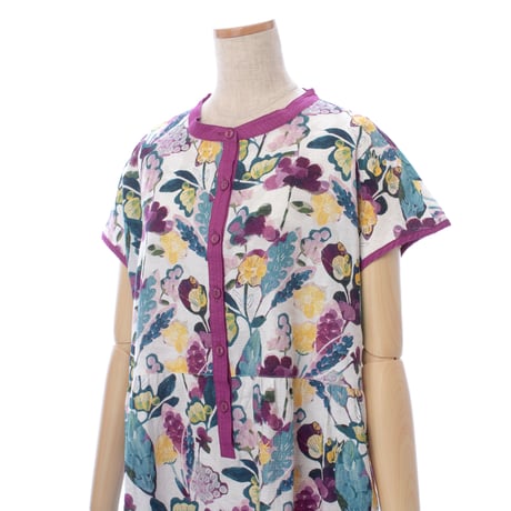 【SALE】【`26春夏新作】フレンチ切り替えワンピース【綿100％・ビタミンカラー大花】56772N-26S