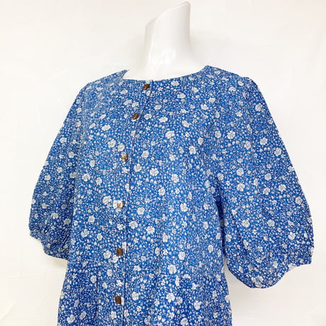 【SALE】【`26春夏新作】6分袖ウエスト切り替えワンピース【綿100％・サッカー小花】46652N-26S
