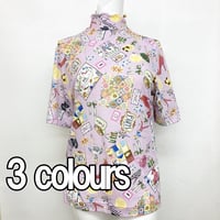 【SALE】 ハイネック5分袖インナー【50強撚フライス・クッキー】7465-24S
