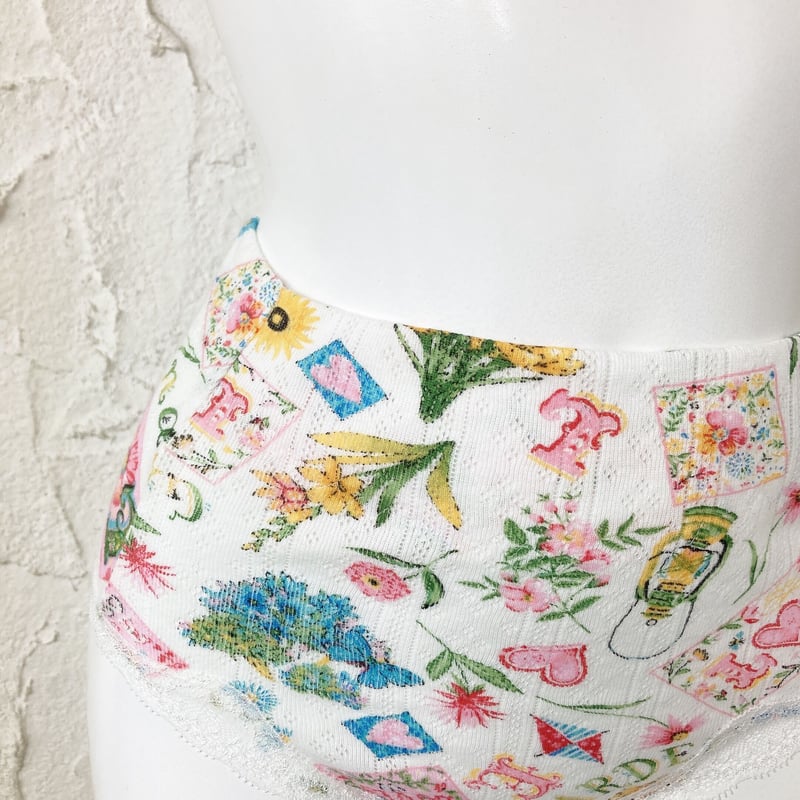SALE】ふわっとショーツ【針抜き・小花パッチワーク】2127-23S