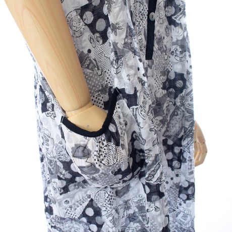 【SALE】【’26春夏新作】5分袖半開ワンピース【80ローンサッカー・水玉パーム】56025N-26S