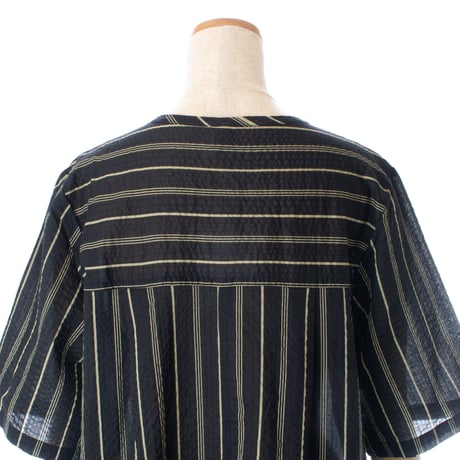 【SALE】6分袖ワンピース【綿100％・ストライプ】56751N-25S
