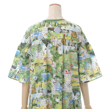 【SALE】【'26春夏新作】6分袖切り替えワンピース【楊柳・アートな森の旅】56138N-26S