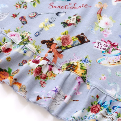 【SALE】【`26春夏新作】フリルノースリーブワンピース【50強撚フライス・ハピネスドリーム】63443N-26S